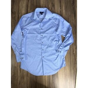 Alfani Men's Full Button Up‎ Long Sleeve Dress Shirt Size M 15-15 1/2 32-33 Blue